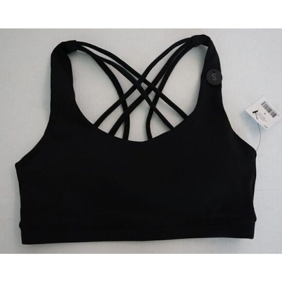 cotton: ON 670031-01 Women's Sz Small Black Strappy Sports Crop Bra - Picture 1 of 5
